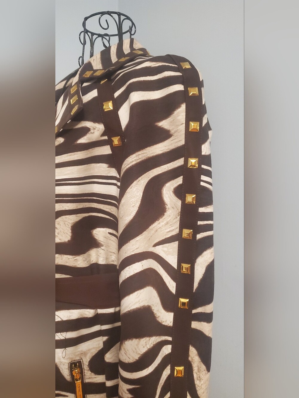 Michael Kors Chocolate Brown Lined Coat with Gold Hardware - Picture 5 of 12